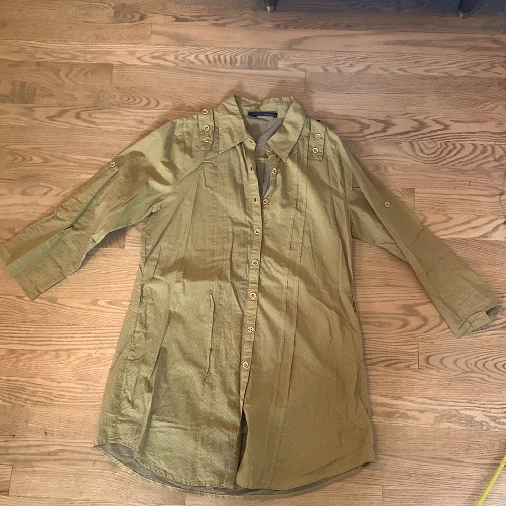 Cute Yellow and Gray Fine Stripe Tunic Top